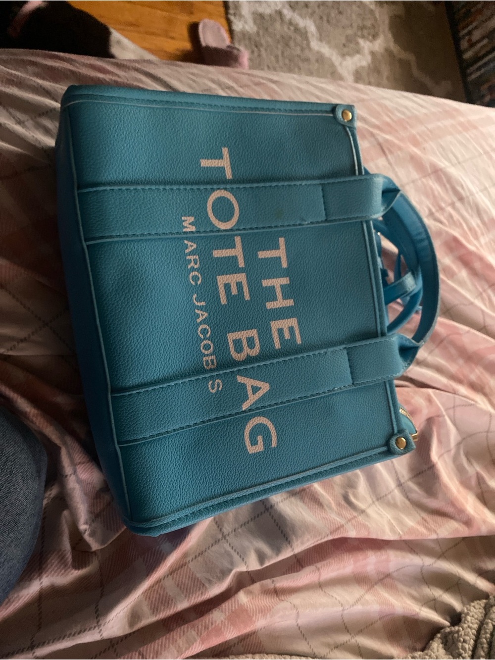 Marc Jacobs Turquoise Blue Pebbled Leather Tote Small/Medium - Picture 9 of 9